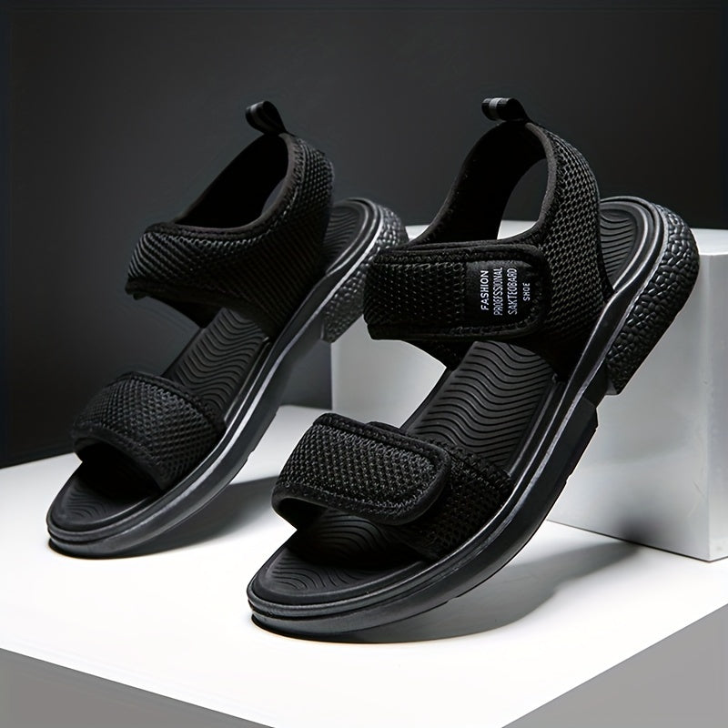 Men's Black Summer Sandals Non-slip Breathable Mesh Casual Outdoor Beach