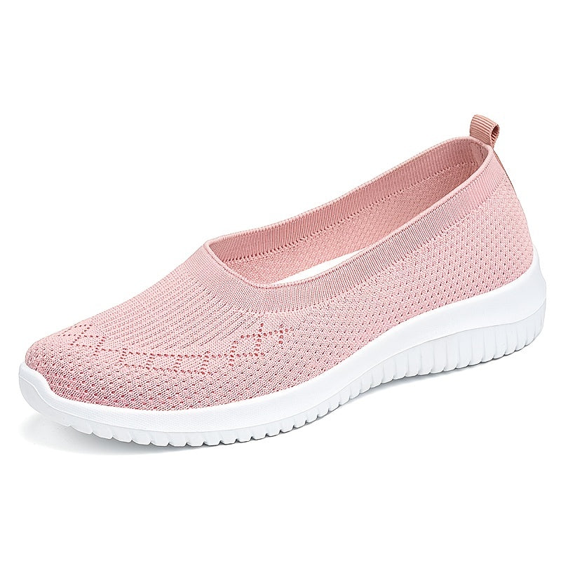 Women's Light Gray Breathable Mesh Slip-On Sneakers with Star Pattern