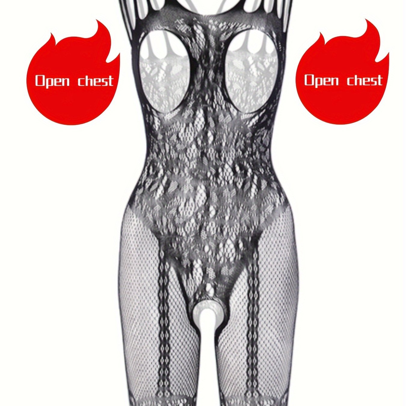 Боди из прозрачной цветочной сетки большого размера с высокой эластичностью, открытая грудь, клубная одежда
