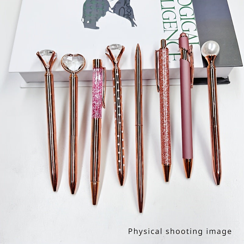 Metal Crystal Diamond Ballpoint Pen Set 3-8 Pieces for Women Journaling Office