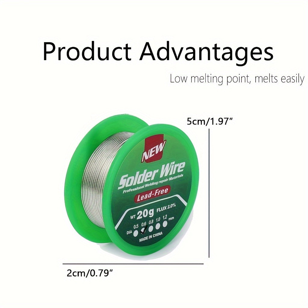 Паяльная проволока металлическая без свинца с канифолью для электрического ремонта 0.6-1.0 мм