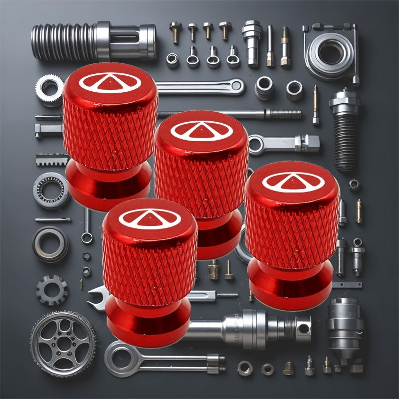 4 Pack 12mm Metal Wheel Valve Stem Caps Dustproof Leakproof Rubber Ring