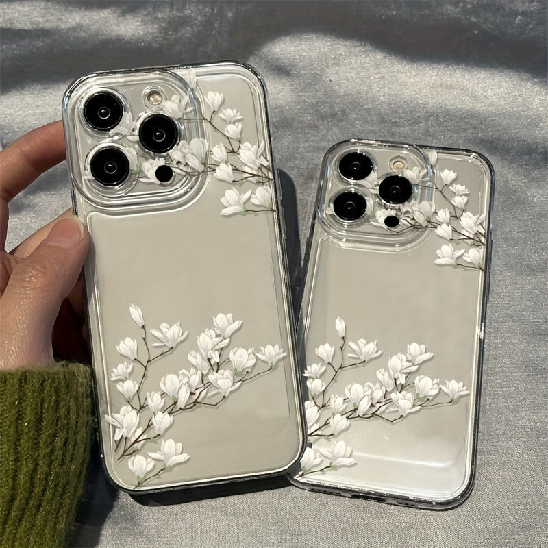 Magnolia Flowers TPU Phone Case for iPhone 11 12 13 14 15 16 Pro Plus Max