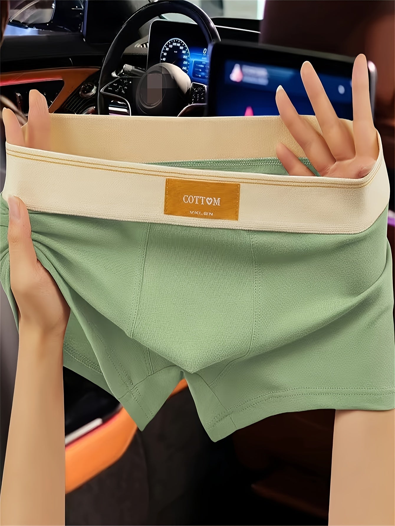 3 ta erkaklar uchun paxta boxer shortlari, elastik belbog' bilan, turli ranglarda