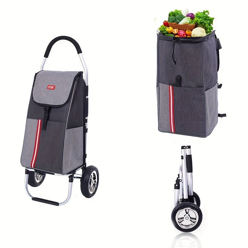 1 dona Qiyshayuvchi Xarid Savati, Suvga chidamli Sumka bilan, Qayta ishlanadigan G'ildiraklar bilan Portativ Trolley, Metall va Alyuminiy Qurilish, Elektr energiyasi talab qilinmaydi, Xarid qilish, Ko'chirish va Kamping uchun ideal.