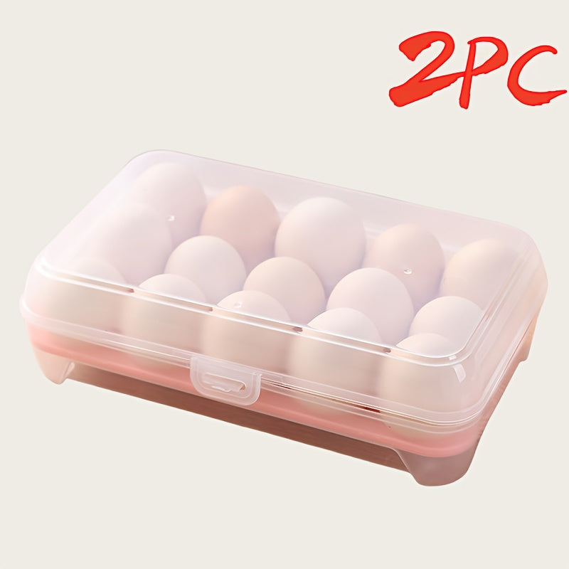 2 Pack Large Capacity Egg Storage Trays Plastic Refrigerator Organizer Green and Yellow