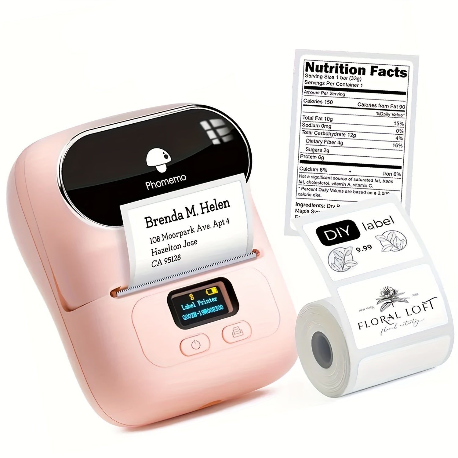 Impresora térmica portátil para etiquetas de código de barras, joyería, ropa y envío 20-50mm