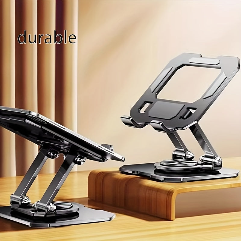 Foldable Aluminum Tablet Stand with 360° Rotation for Easy Viewing