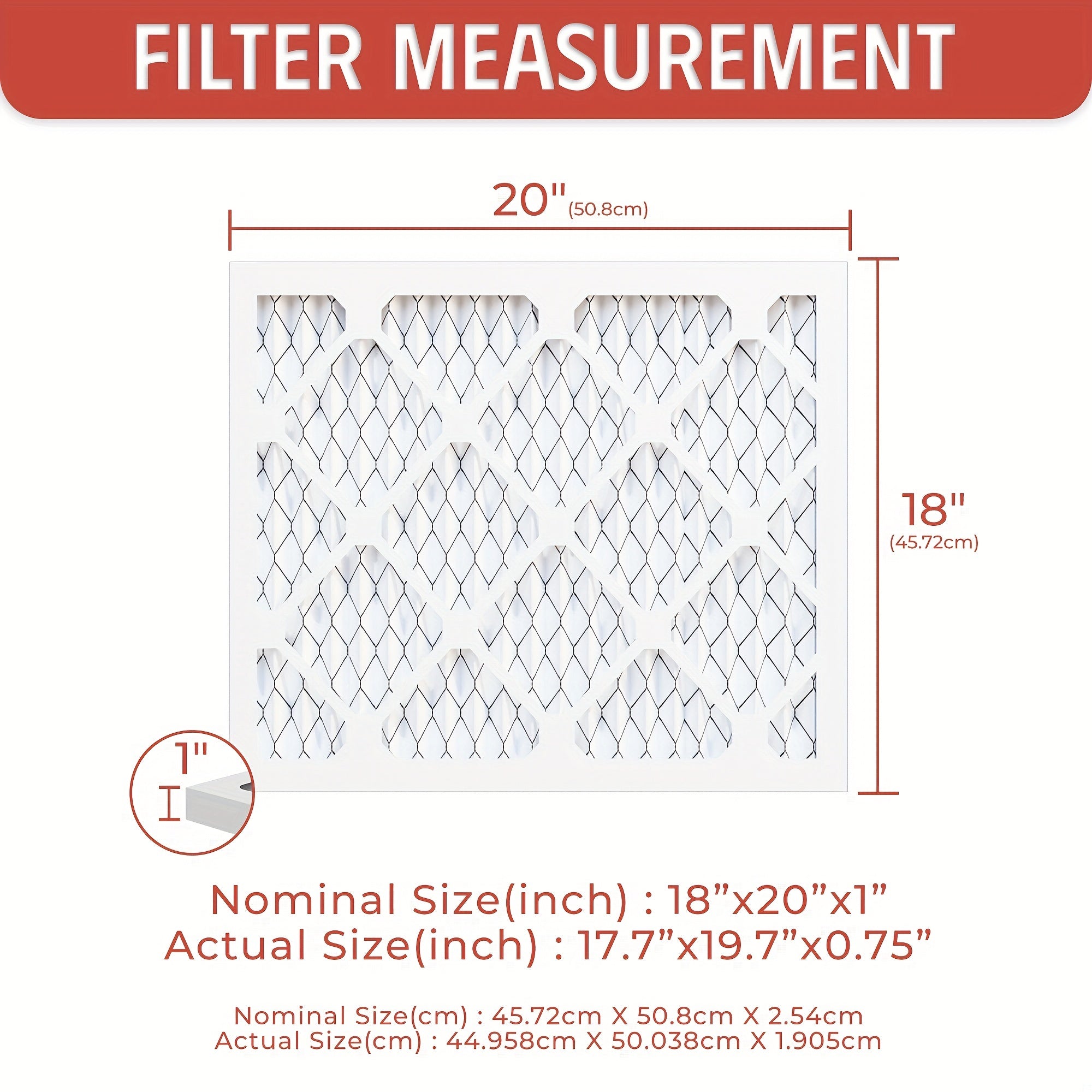 HVAC Air Filter 6-Pack 45.72x50.8x2.54 cm Electrostatic Pleated MERV8-13