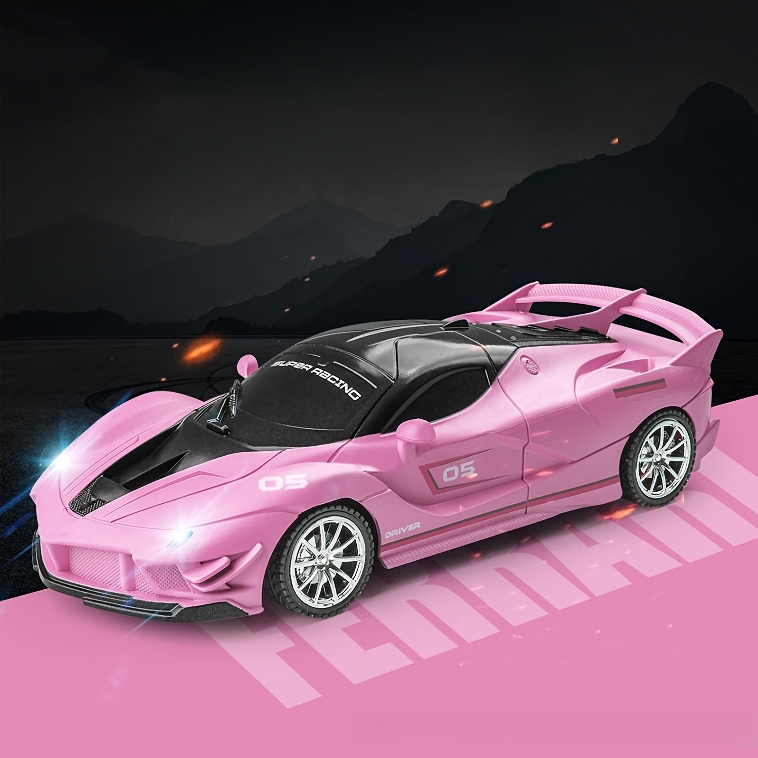 High-Speed RC Drift Car with LED Lights in Red Blue or Black for Kids 3+