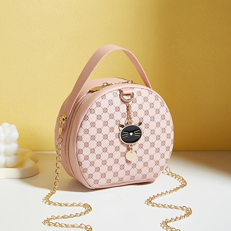 Small Round Clutch Bags with Western Prints for Daily Use in Black White Khaki