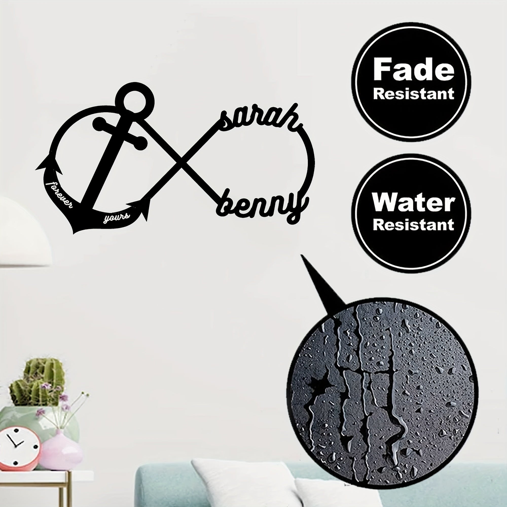 Personalized Metal Sign with Name Infinity Anchor Outdoor Decor for Valentine's Day and Weddings