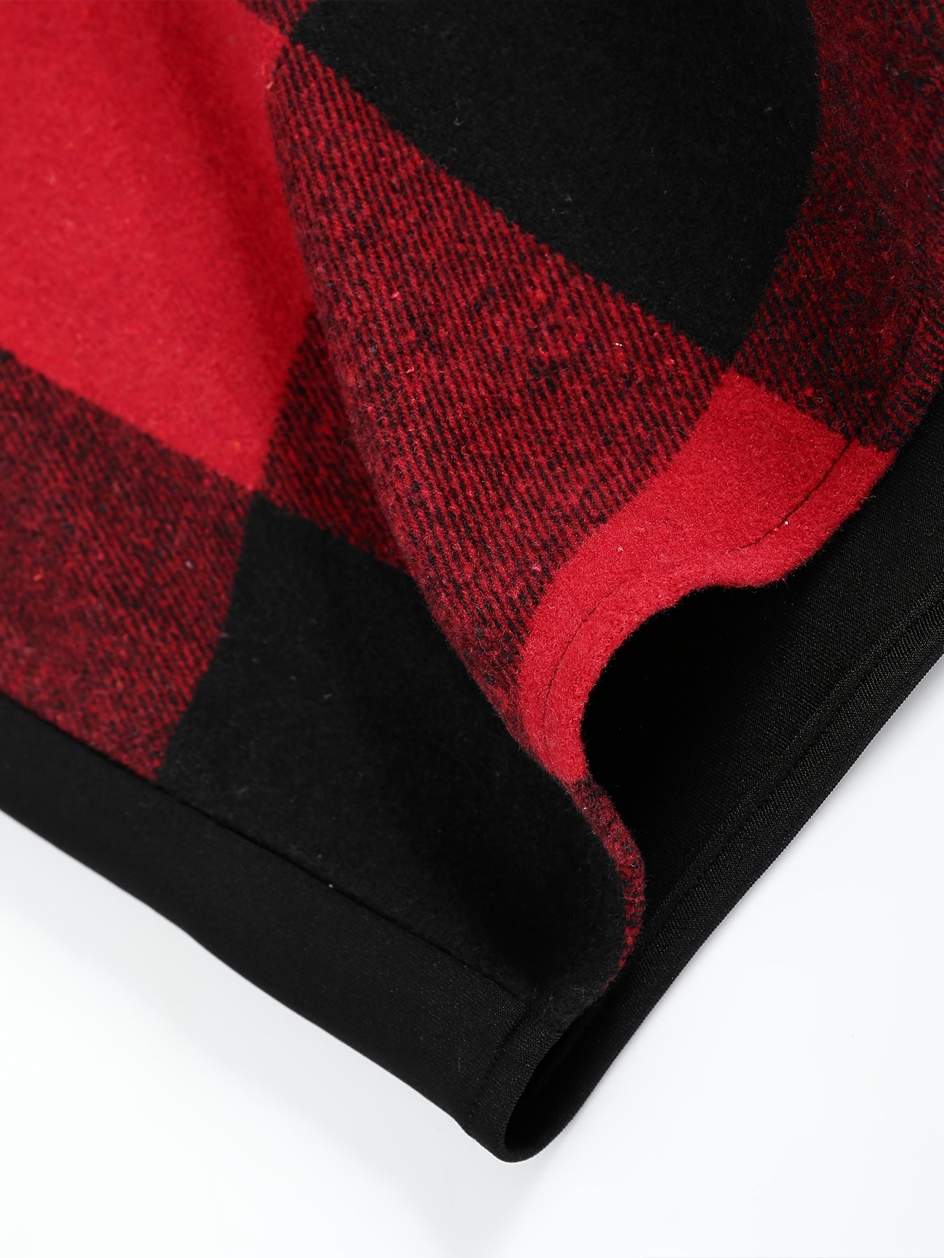 Plus Size Men's Plaid Hooded Shirt Long Sleeve Button-Up Polyester Blend Casual