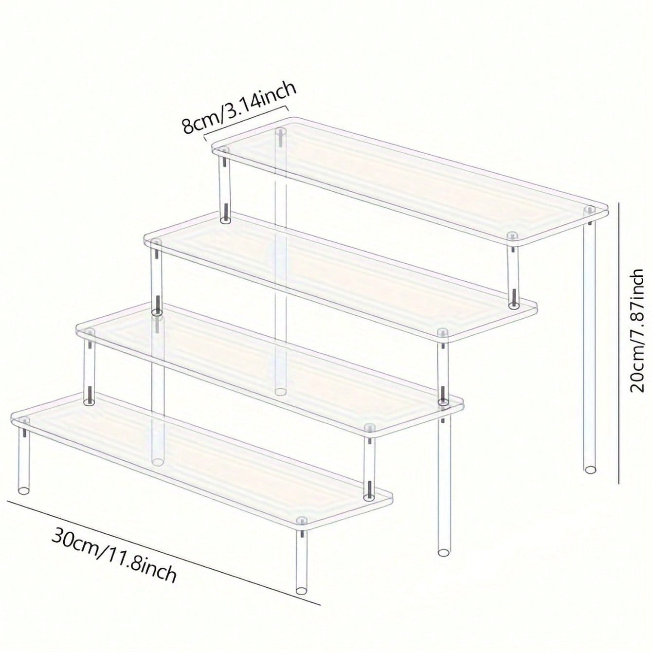 Clear Acrylic 4-Tier Storage Organizer Shelf for Kitchen, Office, and Crafts