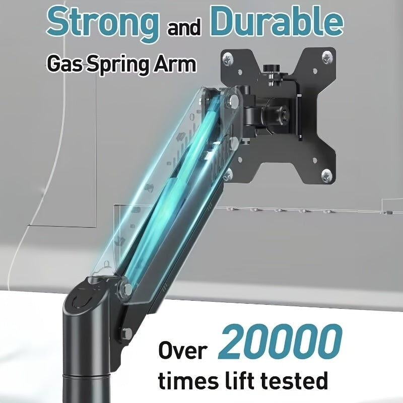 Soporte de montaje para monitor con resorte de gas de aleación de aluminio para pantallas de 33.02-81.28 cm