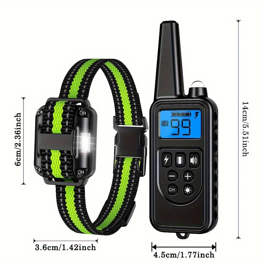 Dog Training Collar with LED Light Beep Vibration Shock Rechargeable for Medium to Large Dogs
