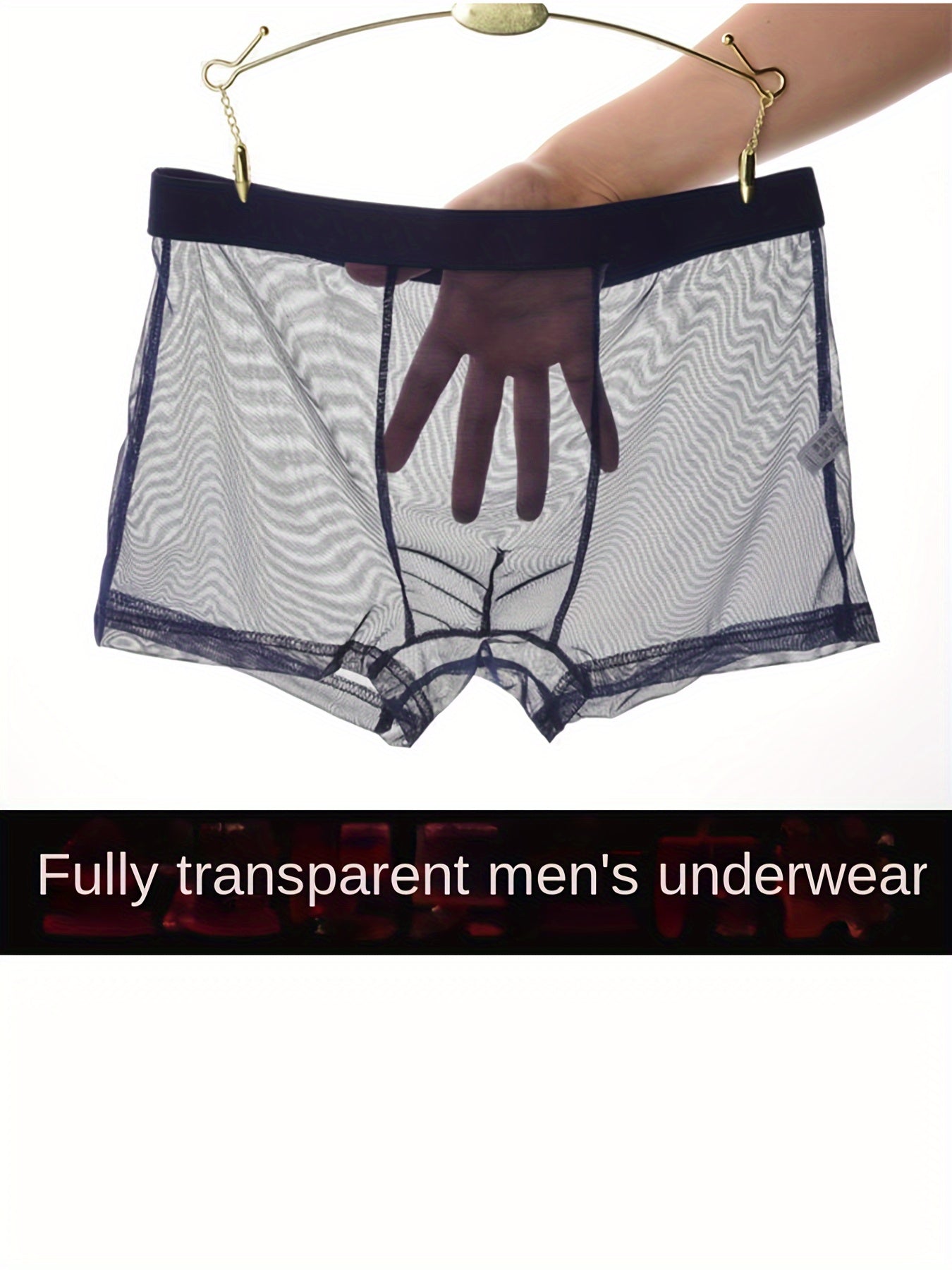 Men's Mesh See-Through Flat Corner Underwear Shortie Polyester Breathable