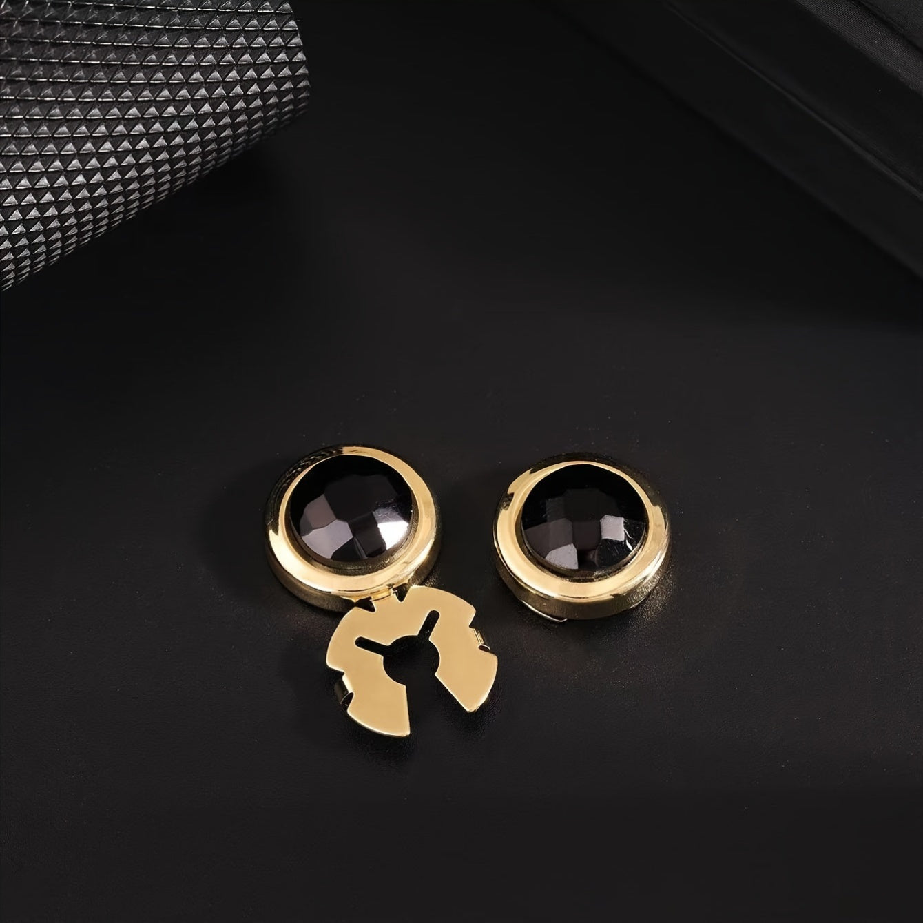 Water Crystal Cufflinks with Multi-Cut Face Gold Plating Copper Base for Formal Wear