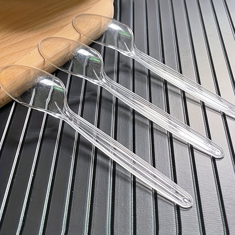 Desertlar, sho'rvalar, pirojnoe uchun 50 dona shaffof plastmassa qoshiq, qayta ishlatiladigan