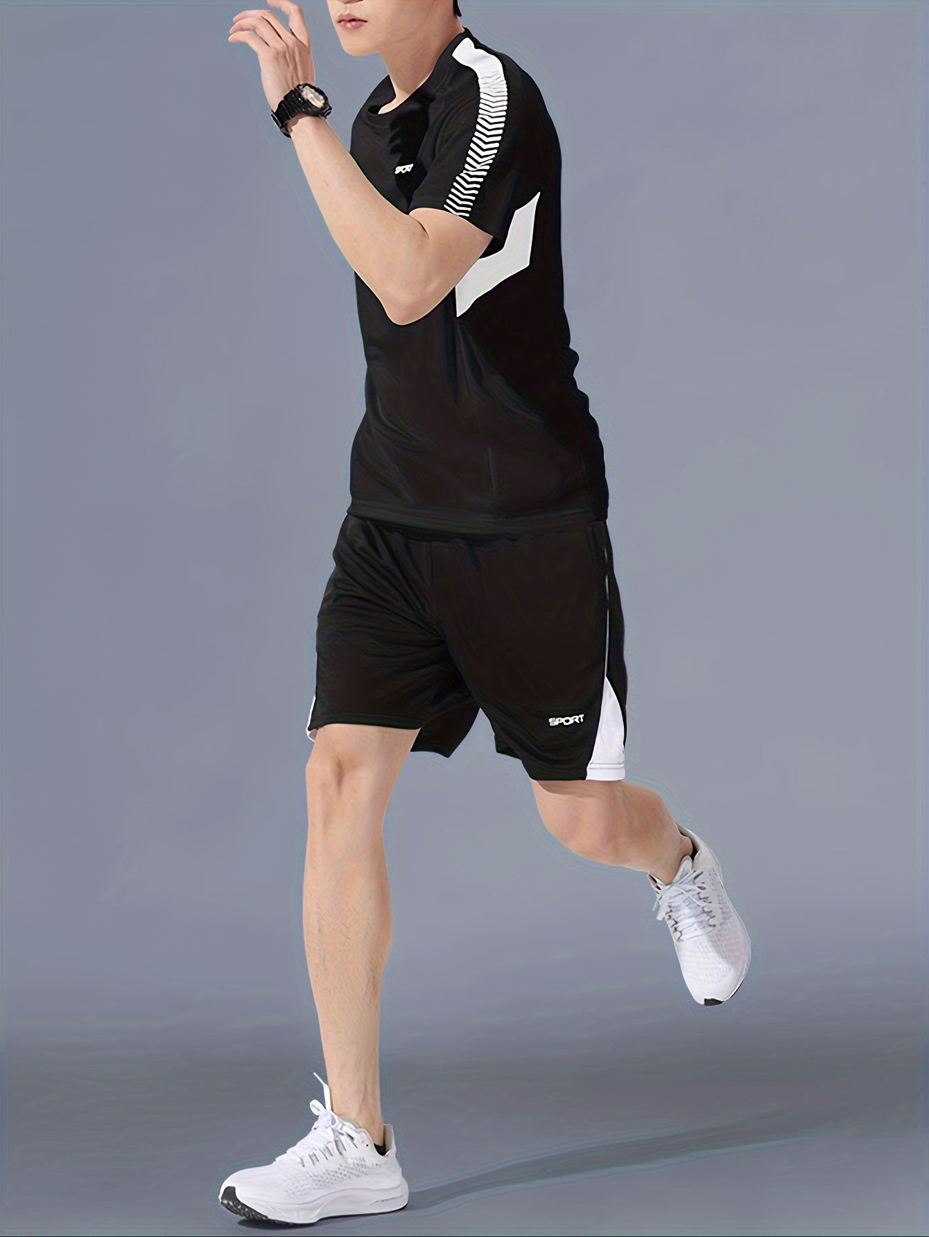 Men's Summer Polyester Muscle T-Shirt and Shorts Beach Outfit Casual Active Wear