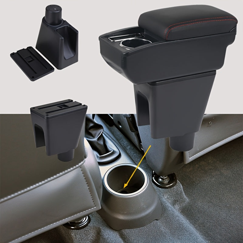 Car Interior Black Armrest Center Console Storage Cup Holder Durable ABS