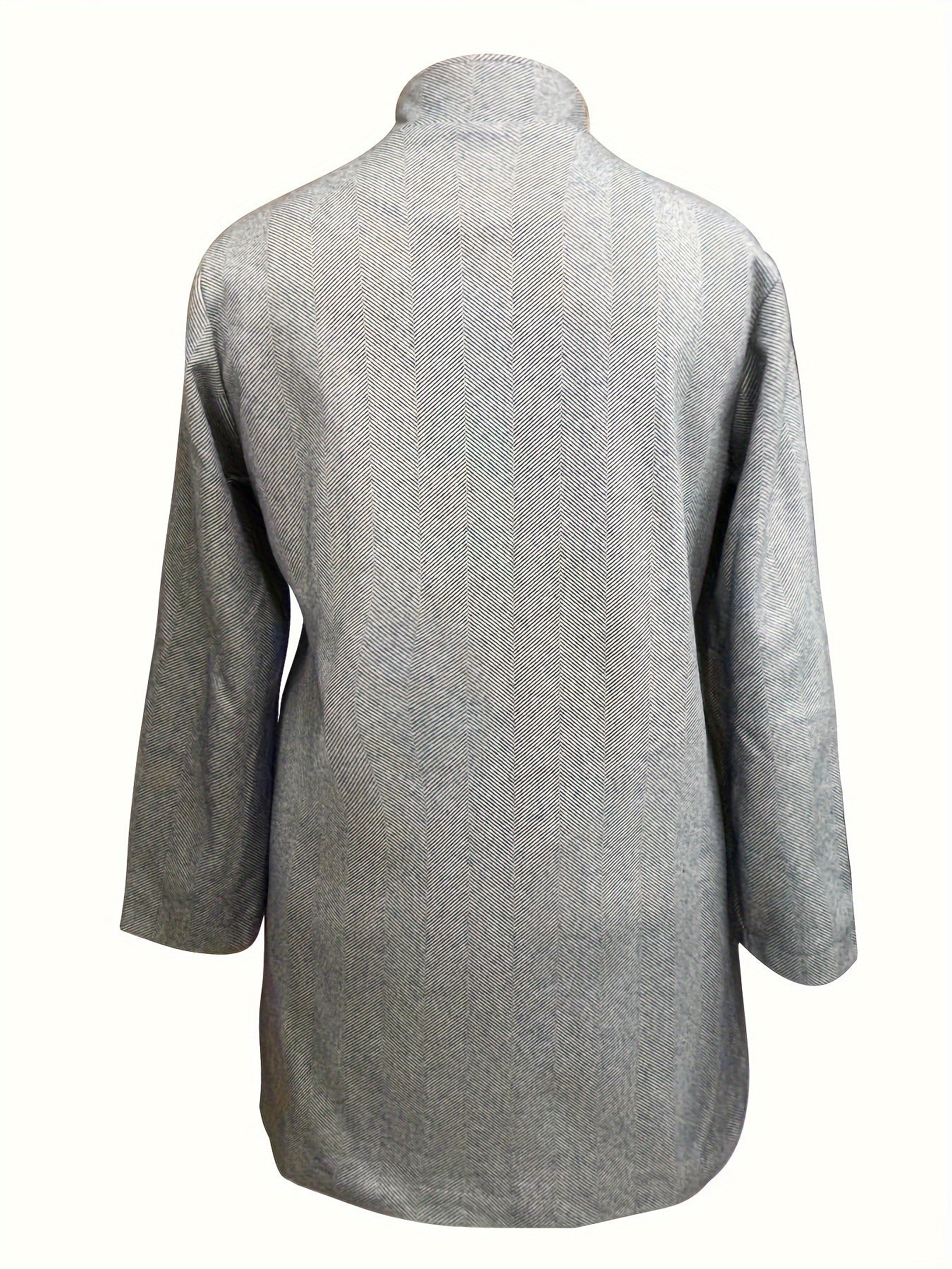 Plus Size Houndstooth Blazer Women Polyester Knit Fall Winter Jacket