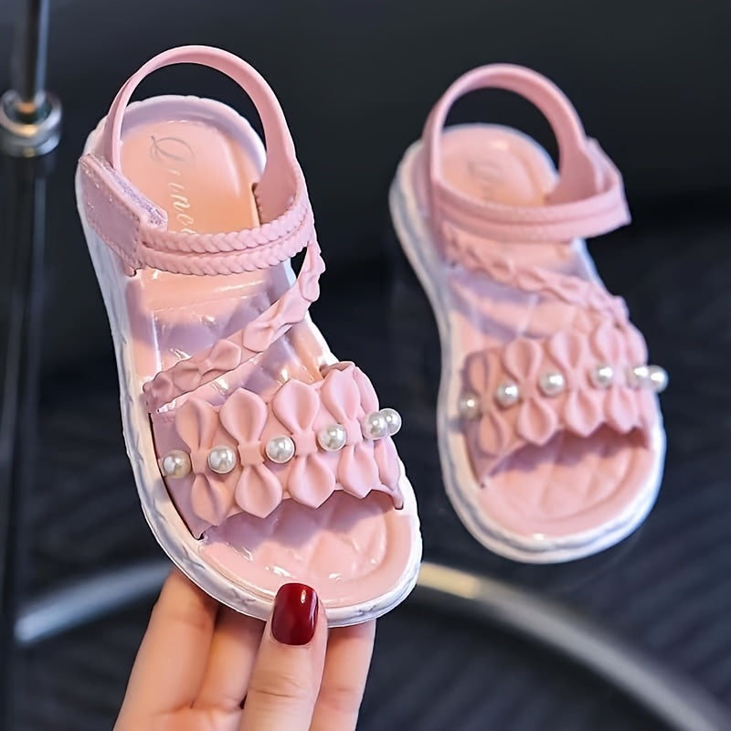 Girls Floral Open-Toe Sandals Lightweight Breathable Casual Shoes