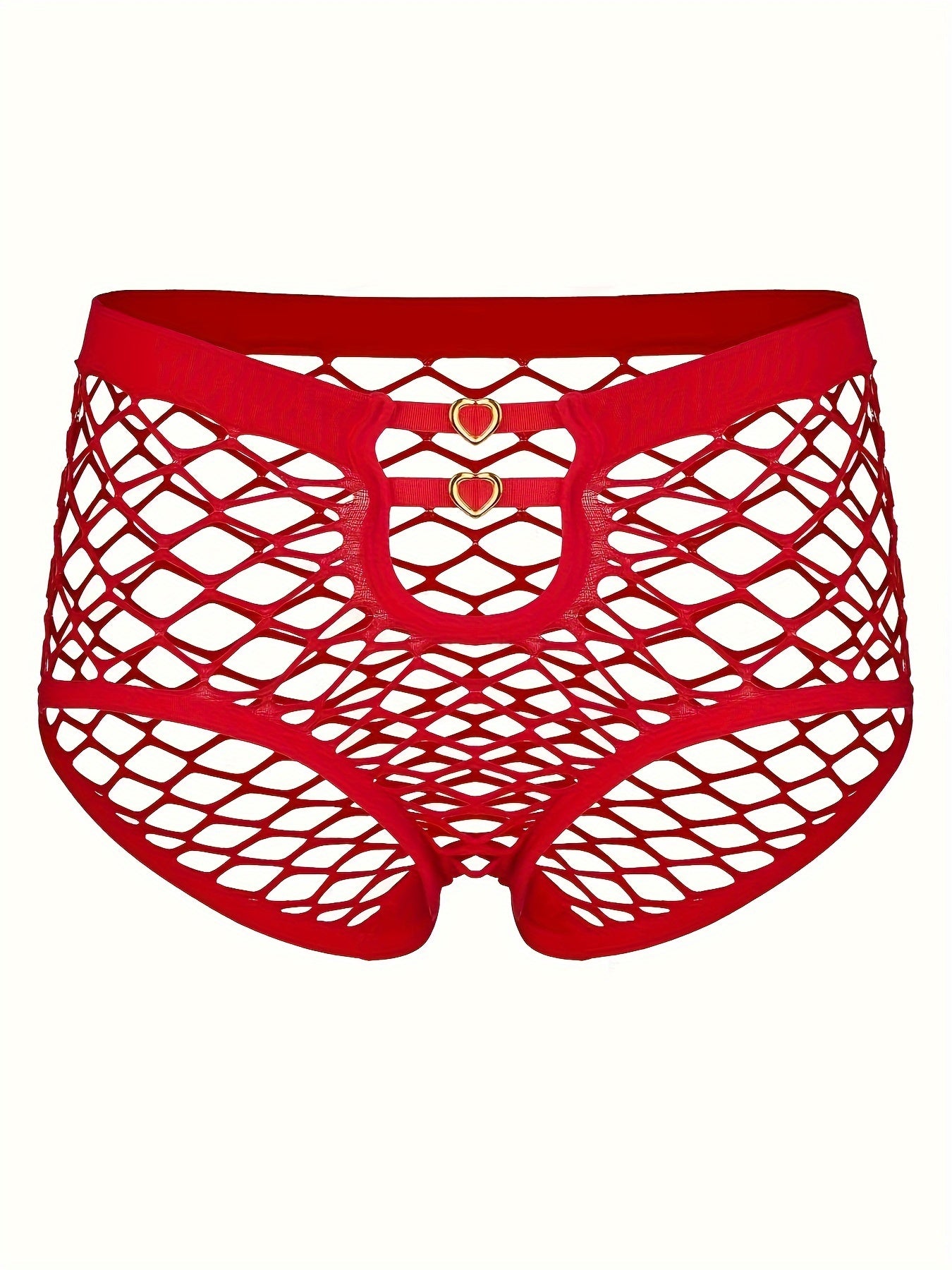 Women's Heart-Shaped Mesh Low Waist Panties Hollow-Out Lingerie