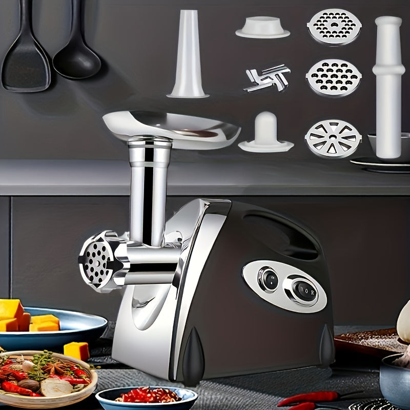 1 dona Elektrik go'sht maydalagich, 3 ta maydalash plitasi, kolbasa to'ldirgich, oziq-ovqat bosgich, aralashtirish va maydalash uchun qo'shimchalar, Kubbe to'plami - 220-240V EU Plug.