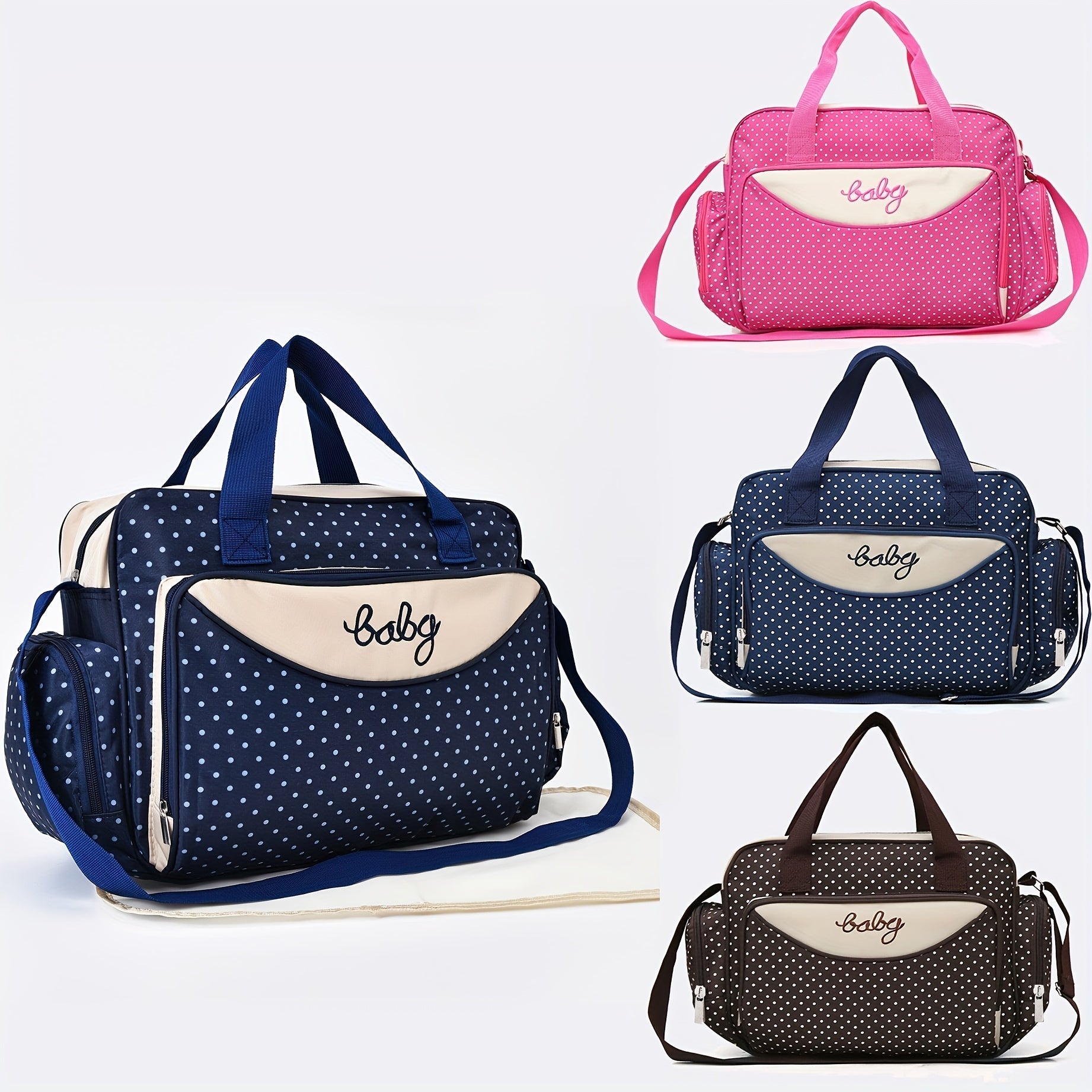 Polka Dot Diaper Bag for Moms Spacious Tote Shoulder Bag for Baby Care
