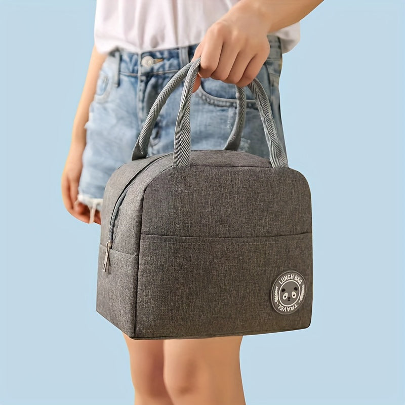 Bolsa de almuerzo de tela Oxford aislante con revestimiento de aluminio, portabento cuadrado