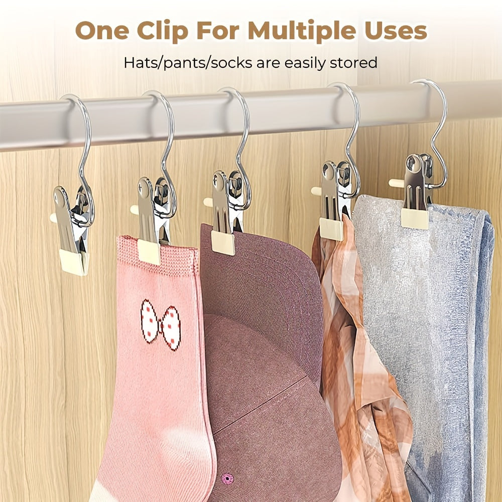 Set of 10 Stainless Steel Clothes Clips for Pants Socks and Shoes Non-Slip Drying Hangers