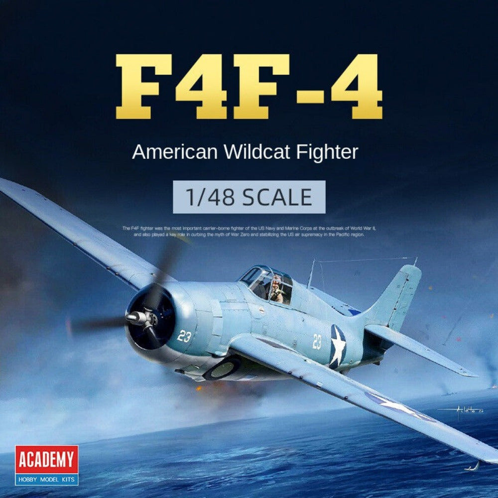 1/48 o'lchamdagi plastmassa model to'plami F4F Wildcat Midway janglari harbiy yashil, 14 yoshdan katta uchun