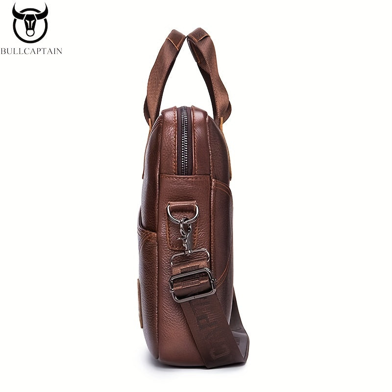 BULLCAPTAIN Erkaklar uchun Katta Hajmli Charm Briefcase, Biznes, Kompyuter va Sayohat uchun Ko'p Funktsiyali Sumka, Shuningdek, Er uchun Sevishganlar Kuni Sovg'asi sifatida ham ideal.