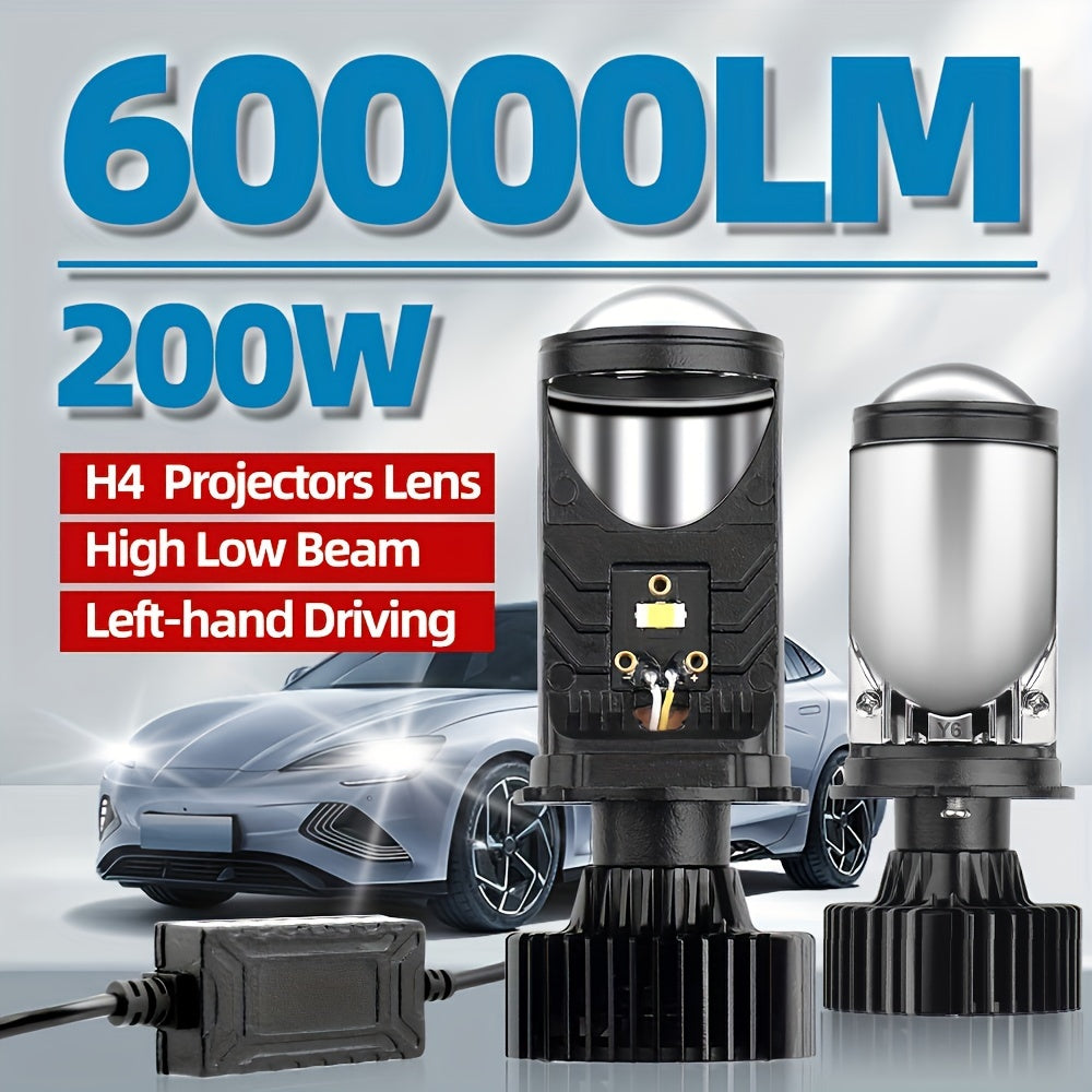 Roadsun 2 шт. H4 LED проекторов 60000LM 200W фары 6500K белый автомобильный свет для левостороннего движения