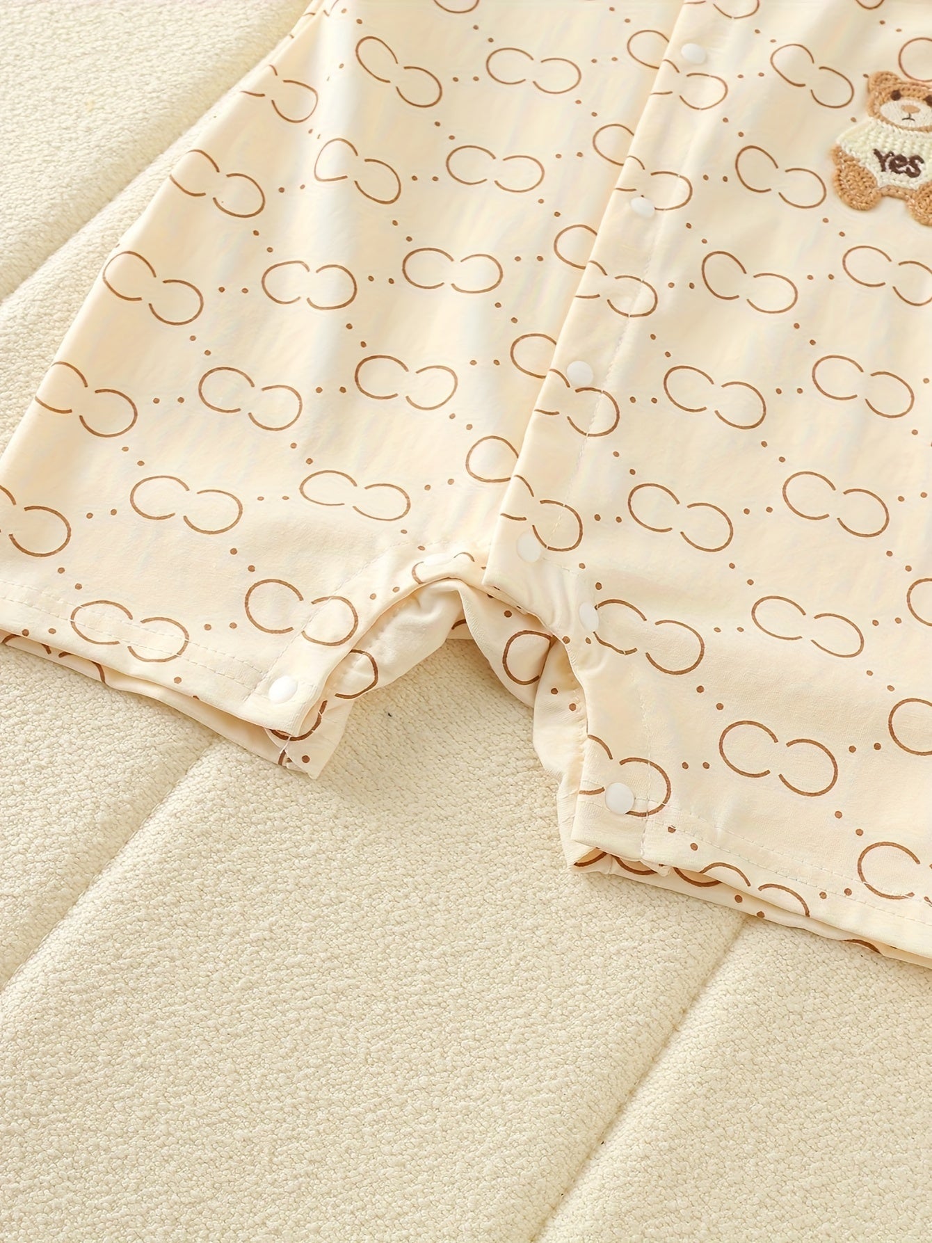 Kichkina qizlar uchun paxta romper yozgi, qisqa qoʻl, butun bo'yi bosma, tizza uzunligi