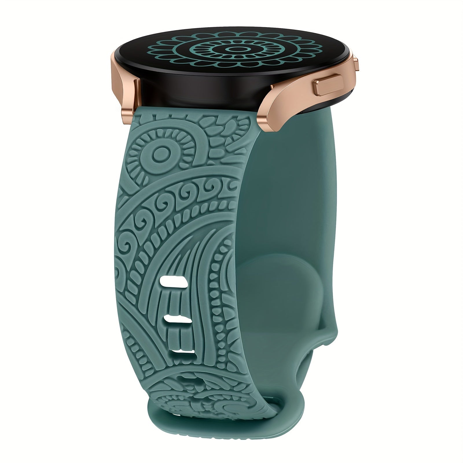 Women's 20mm Silicone Floral Engraved Smartwatch Band Compatible with Samsung Galaxy Watch Models