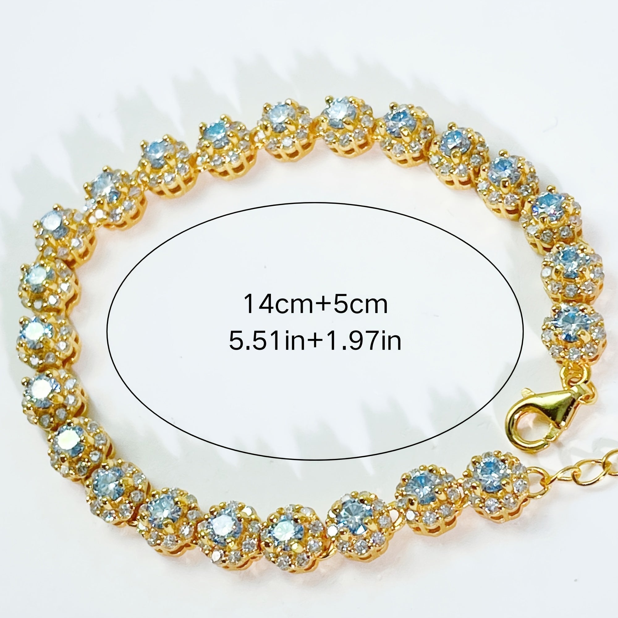 Sterling Silver Bracelet with Blue Moissanite 0.1 Carat for Engagement and Gift