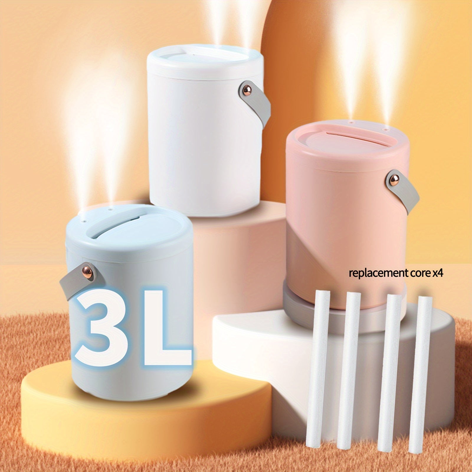 Large Capacity 3L Ultrasonic Humidifier Silent Dual Spray LED Light for Room Office