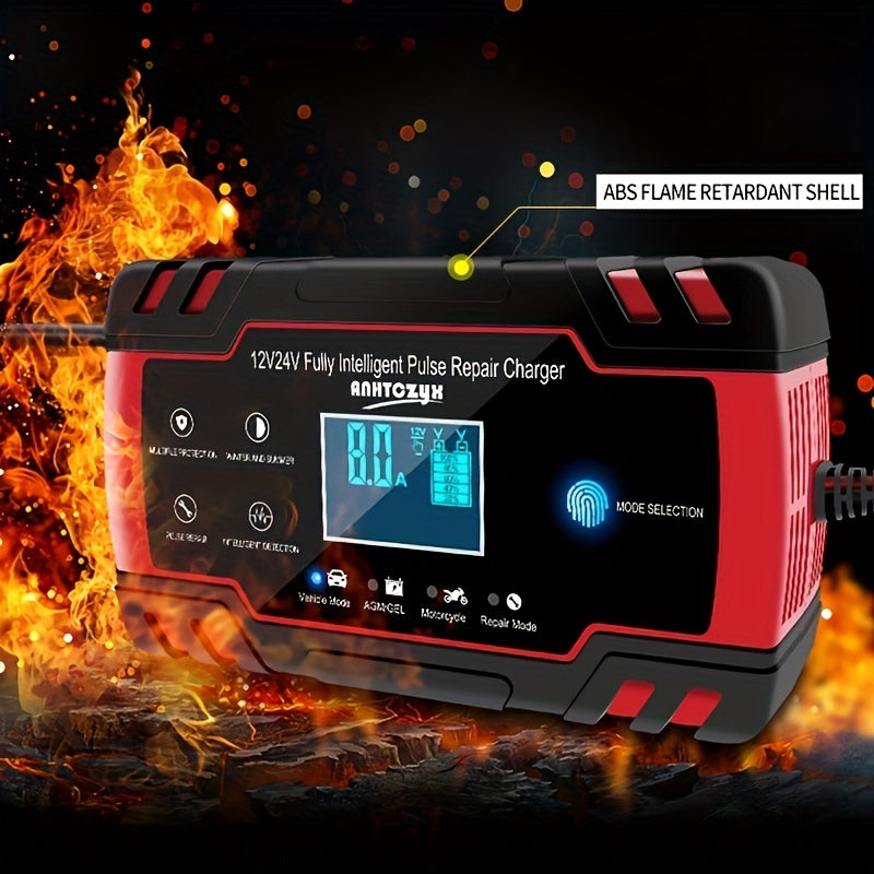 8A aqlli batareya quvvatlantirgichi 12V 24V qoʻmishli akkumulyatorlar uchun, EU plaginli Type-C quvvat manbai bilan