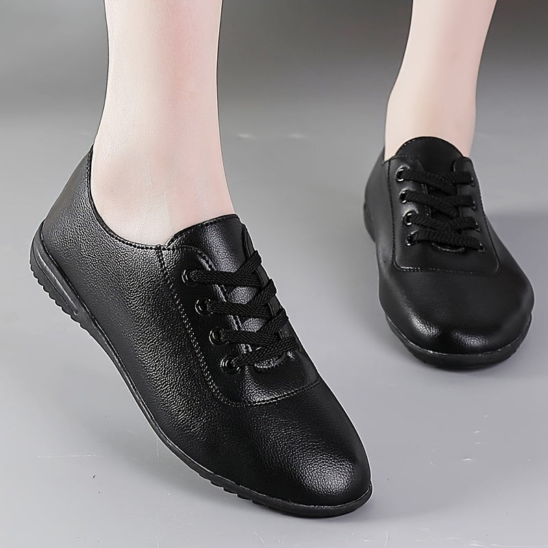 Zapatillas de moda de caña baja para mujer, color sólido, para todas las estaciones, con cordones