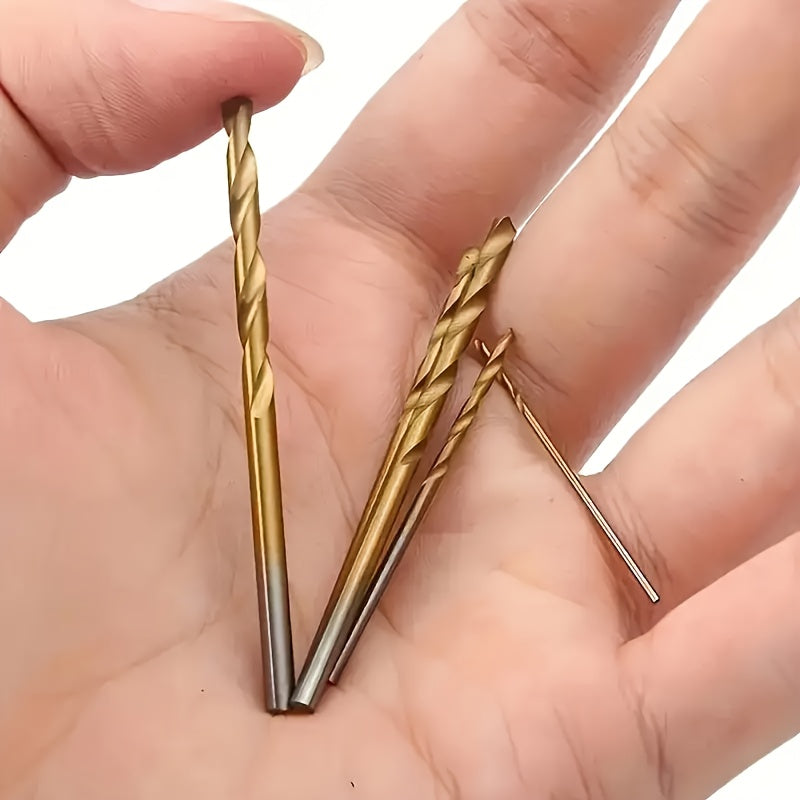 50 Pcs Titanium Coated High-Speed Steel Drill Bit Set with Hex Shank