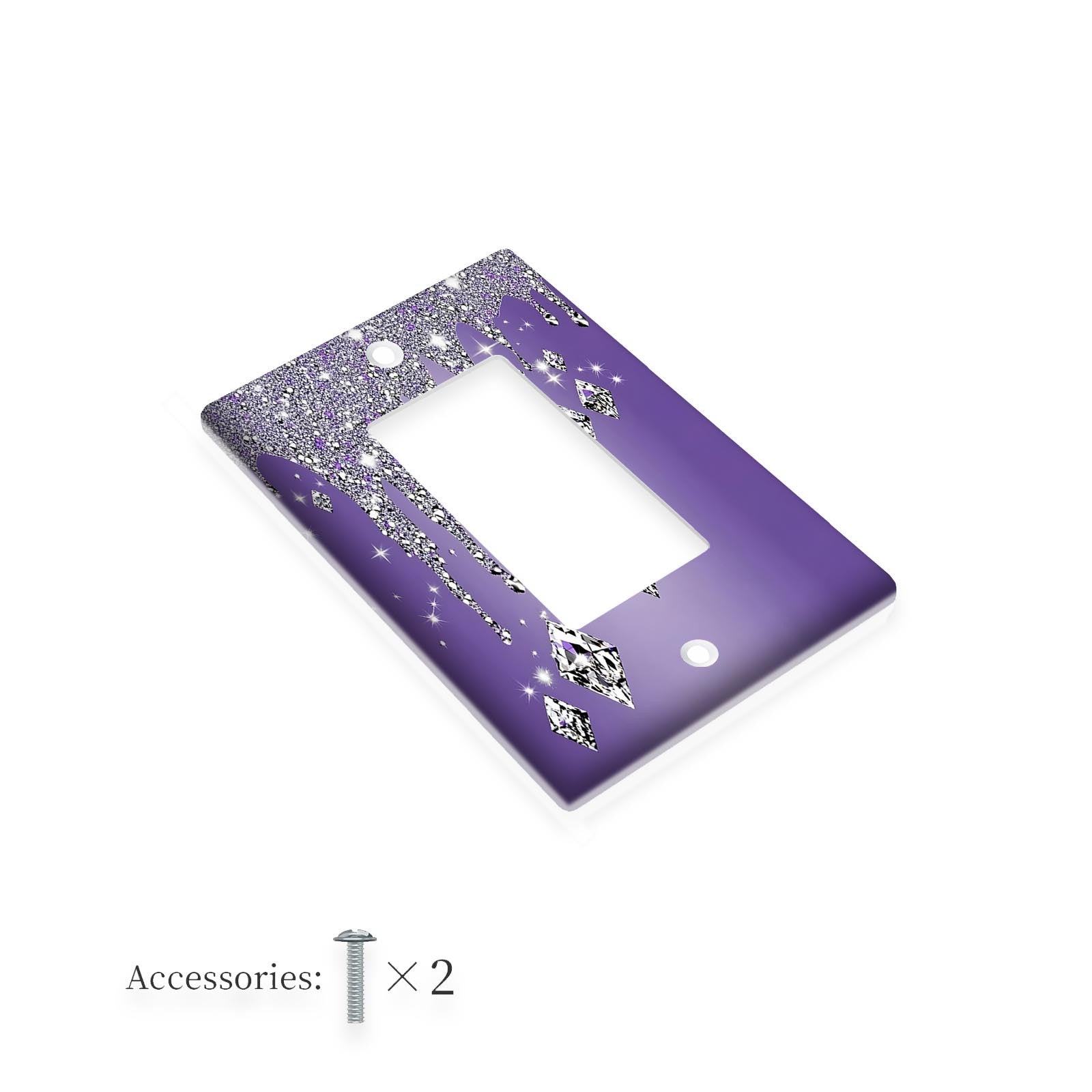 Purple Glitter Diamond Drip Light Switch Cover 1 or 2 Gang Ornate Design