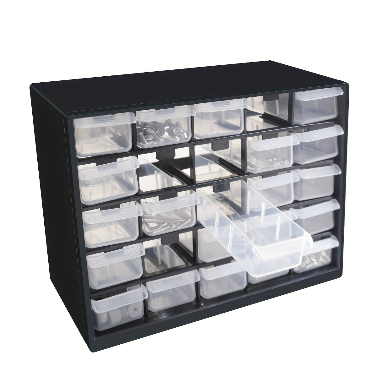 Wall-Mounted Plastic Drawer Parts Organizer with 25 Compartments for Screws and Electronic Components