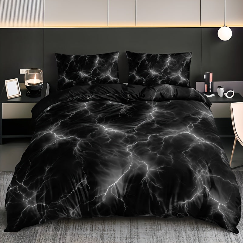 Purple Lightning Line Duvet Cover Set 3 Pieces Includes Duvet Cover and Pillowcases Home Dorm