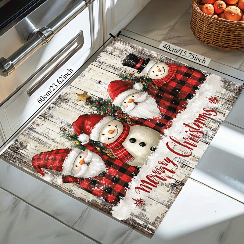 Christmas Plush Rug Santa Snowman Non-Slip Washable Indoor Outdoor 930gsm