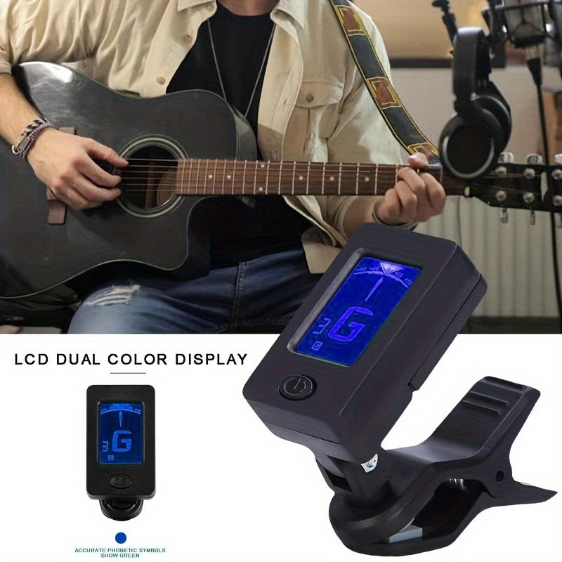 Clip-On Guitar Tuner with Easy-Read Display Accurate 3GHz Range ABS Material Green Indicator