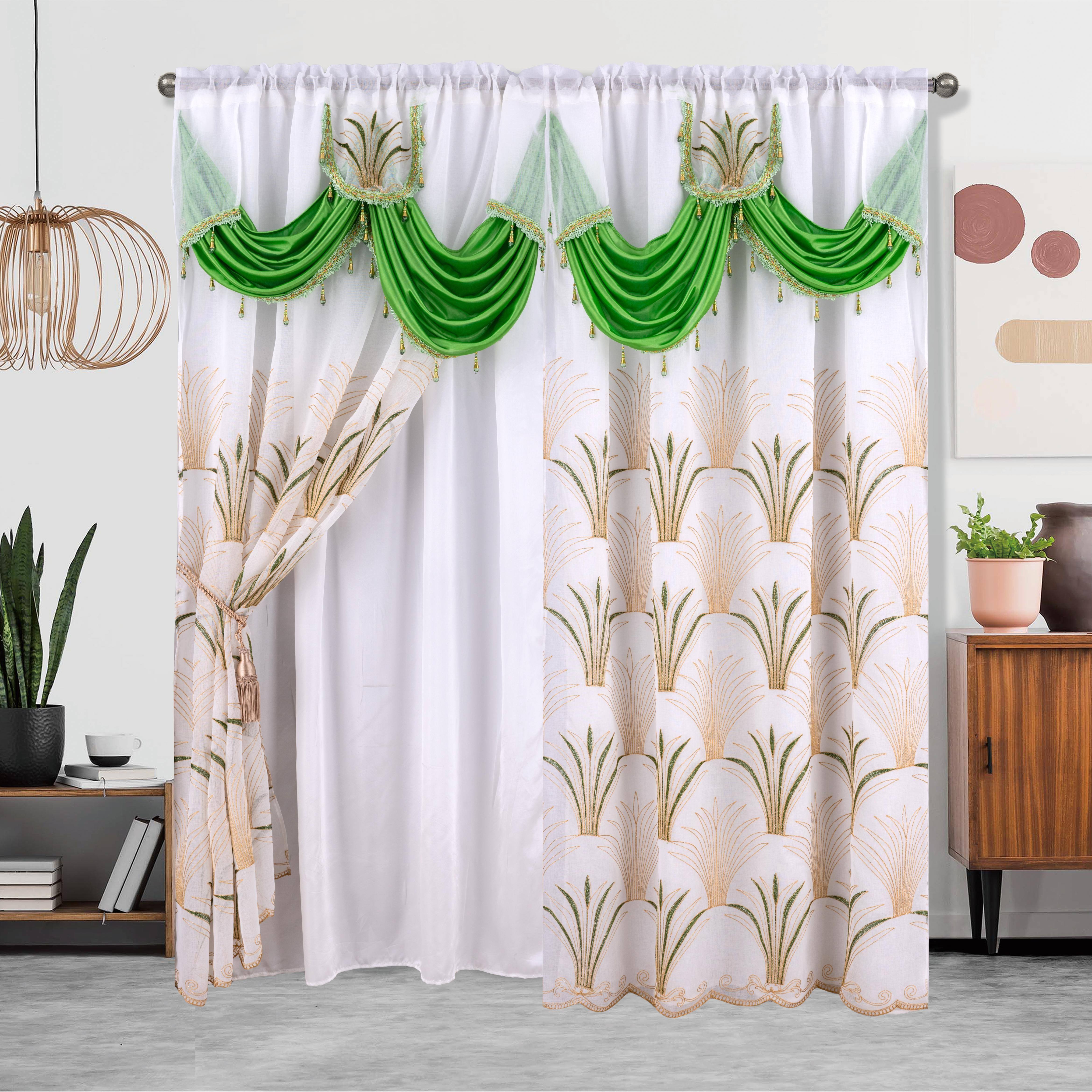 Embroidered Double Layer Curtain 132x213 cm for Living Room Bedroom