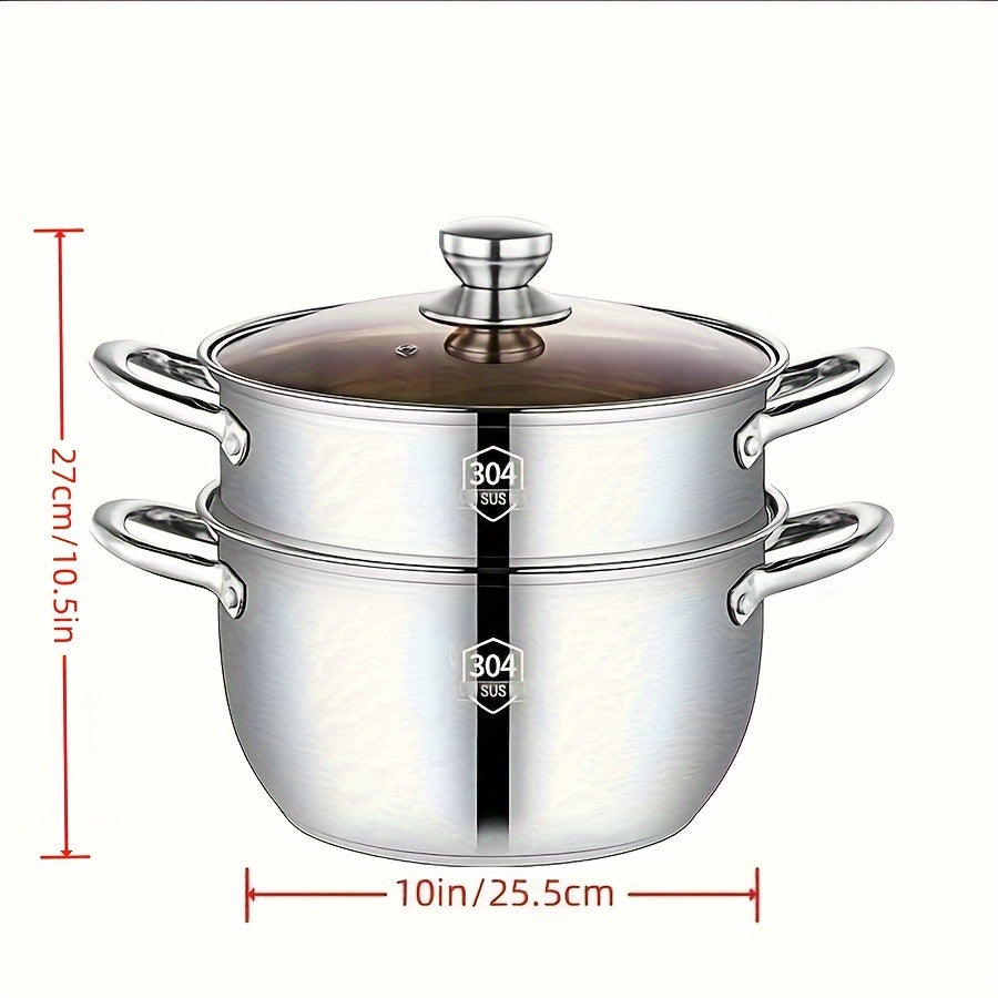Stainless Steel Cooking Pan with Multiple Layers for Steaming on Induction or Gas Stove