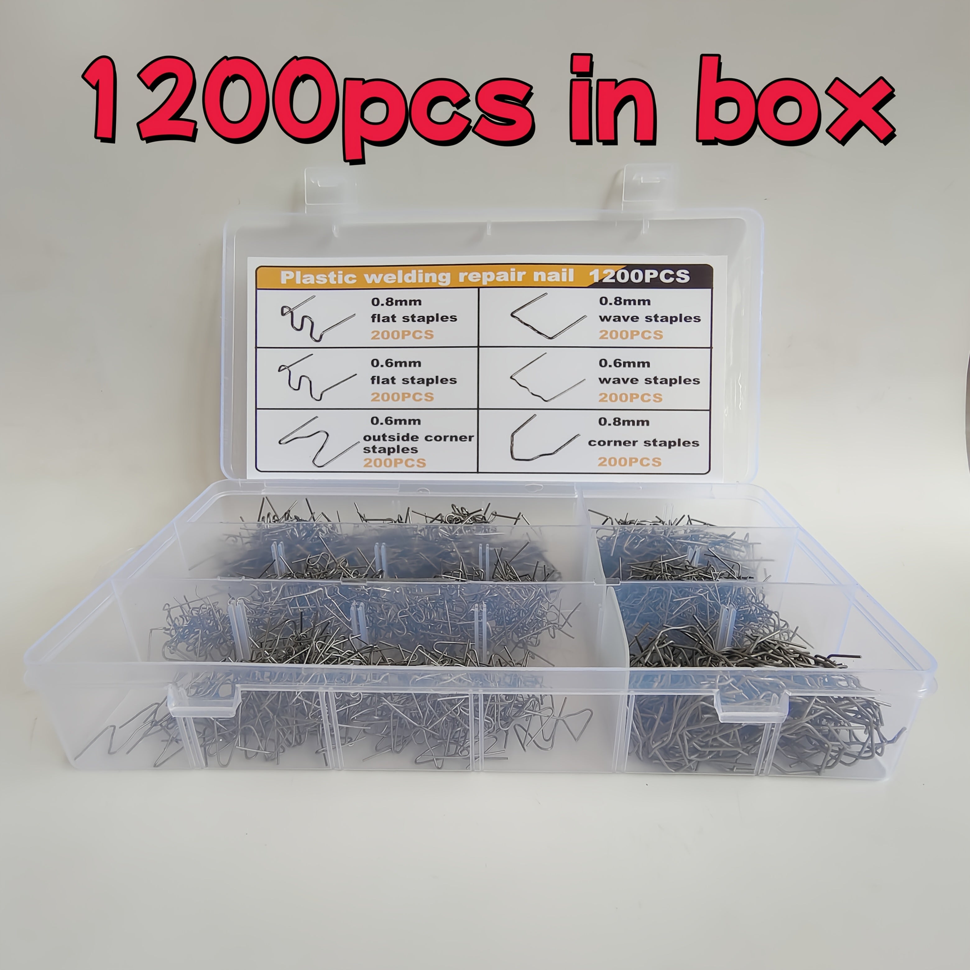 Универсальный набор пластиковых сварочных скоб 0,6 мм, 3000 шт. в упаковке, для ремонта бамперов автомобилей